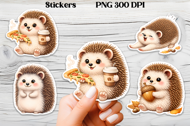 Cozy hedgehog stickers printable | Funny animal stickers PNG