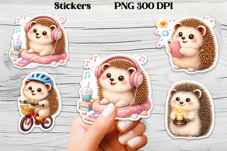 Cozy hedgehog stickers printable | Funny animal stickers PNG