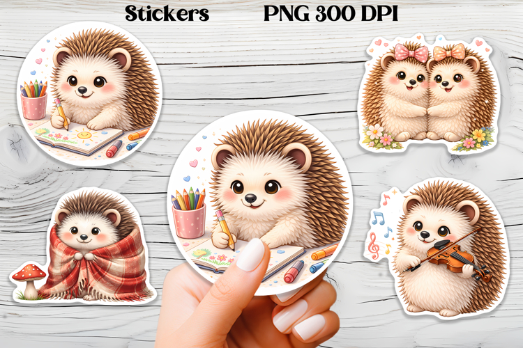 Cozy hedgehog stickers printable | Funny animal stickers PNG