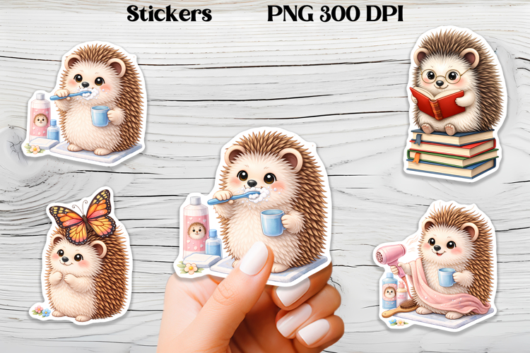 Cozy hedgehog stickers printable | Funny animal stickers PNG