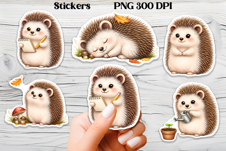 Cozy hedgehog stickers printable | Funny animal stickers PNG