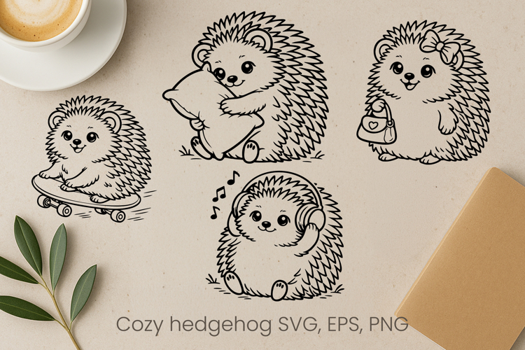 Cozy cute hedgehog SVG design | Funny animal character SVG