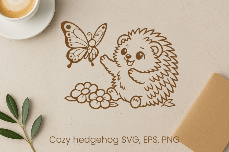 Cozy cute hedgehog SVG design | Funny animal character SVG