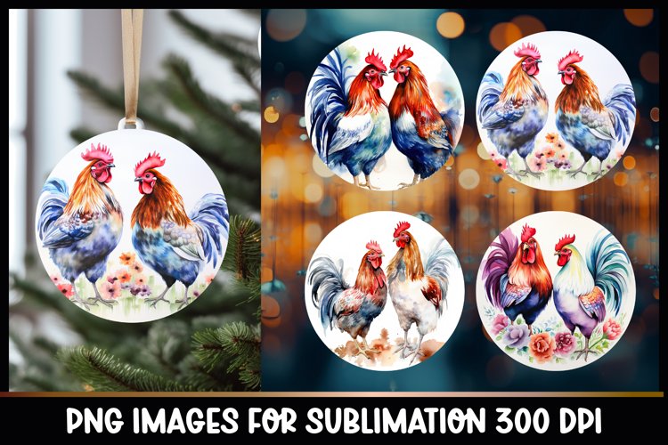 Hens Christmas Round Ornament Sublimation