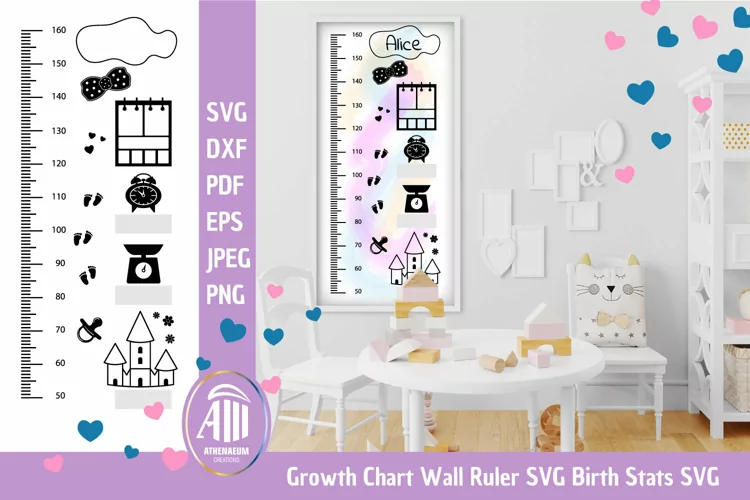 Growth Chart SVG| Wall height chart| Baby Shower Templates