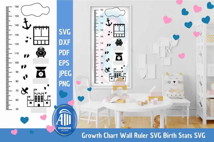 Birth Stats SVG| Wall height chart| Baby Shower Templates