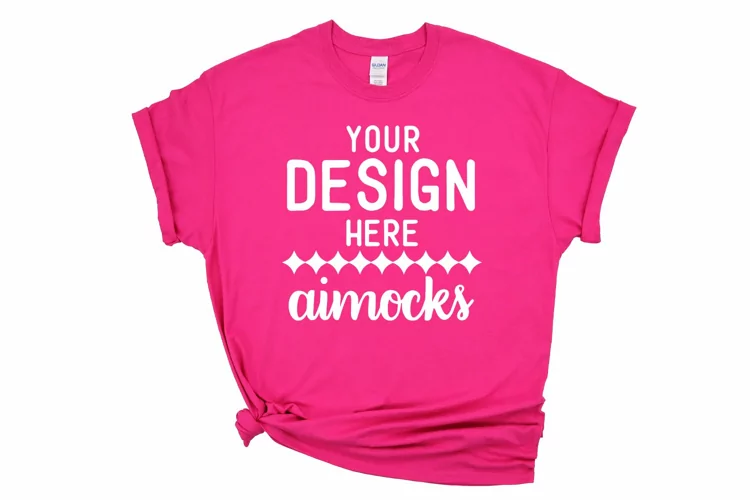 Heliconia T-shirt Mockup, Gildan Unisex Mockup, Hot Pink Tee