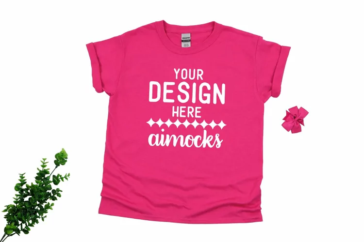 Youth Heliconia Gildan Mockup, Kids T-shirt Mockup 500B