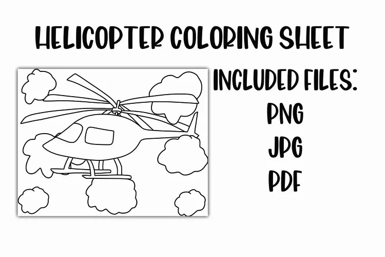 Helicopter Coloring Sheet for Kids