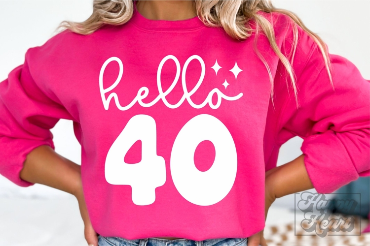 Hello 40 SVG - 40th Birthday SVG - Forty Birthday Girl PNG