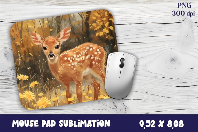 Mouse Pad Happy Cute watercolor deer autumn