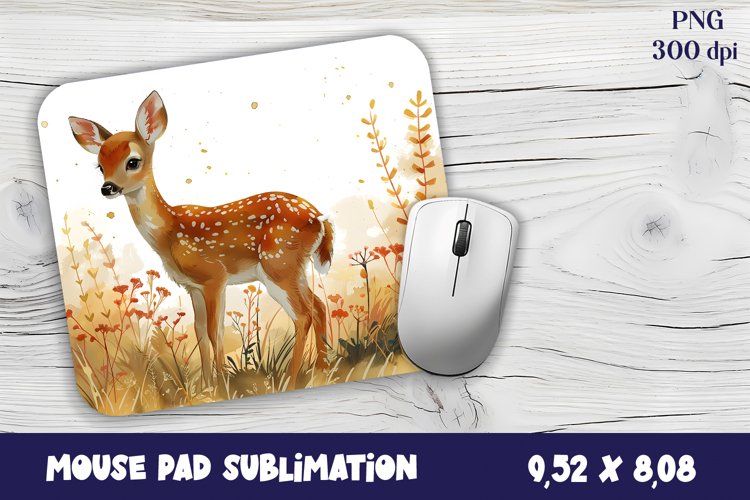 Mouse Pad Happy Cute watercolor deer autumn