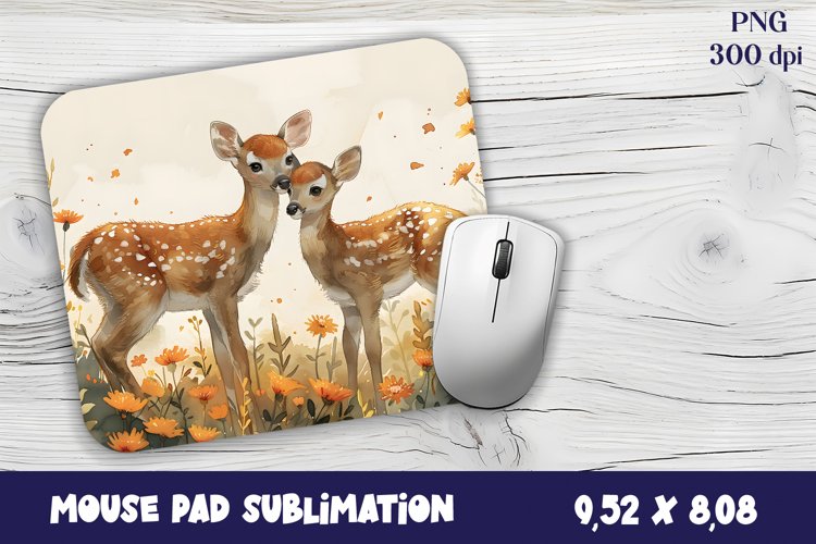 Mouse Pad Happy Cute watercolor deer autumn