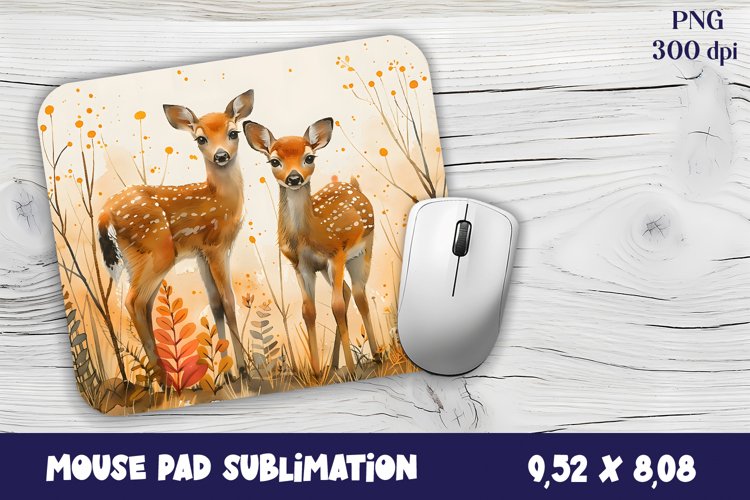 Mouse Pad Happy Cute watercolor deer autumn