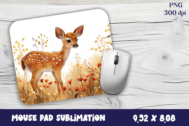 Mouse Pad Happy Cute watercolor deer autumn
