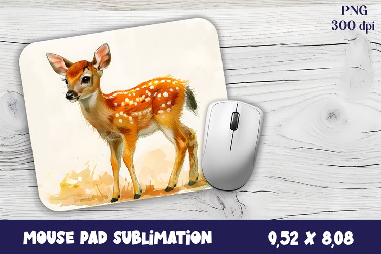 Mouse Pad Happy Cute watercolor deer autumn
