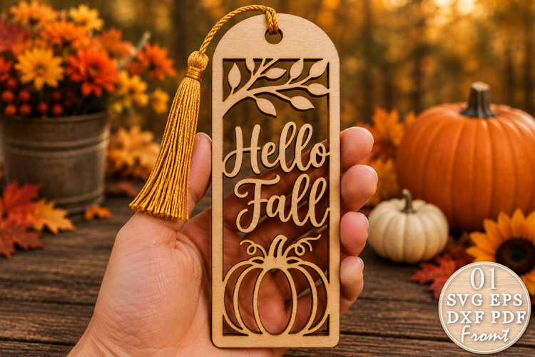 Hello Fall Bookmark SVG Laser Cut