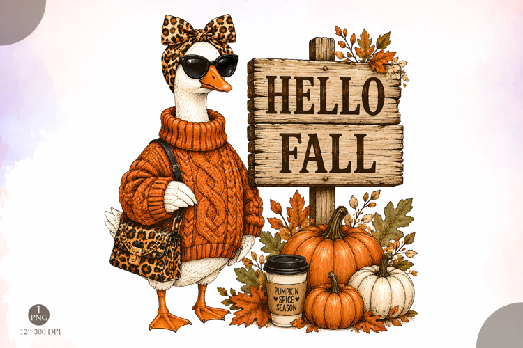 Hello Fall PNG,Pumpkin Spice Sublimation Design