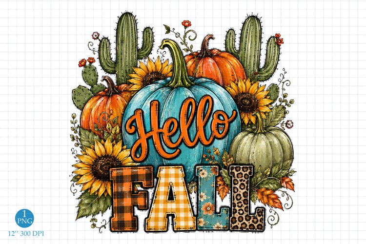 Hello Fall Png Sublimation Design,Western Fall Png