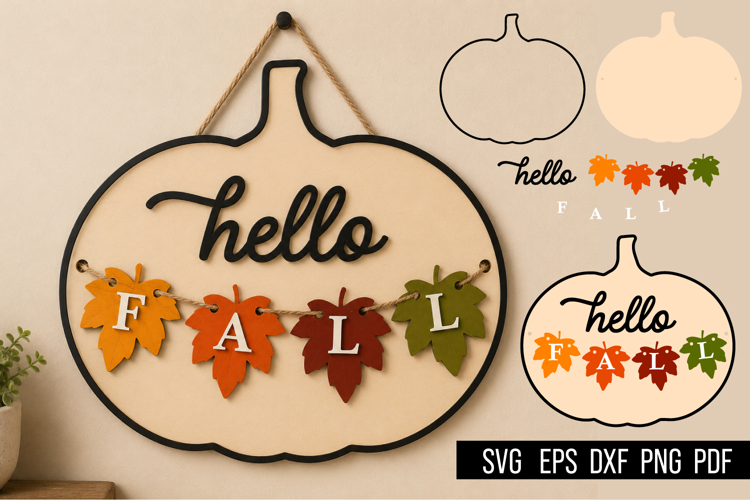 Hello Fall Pumpkin Laser Cut Design