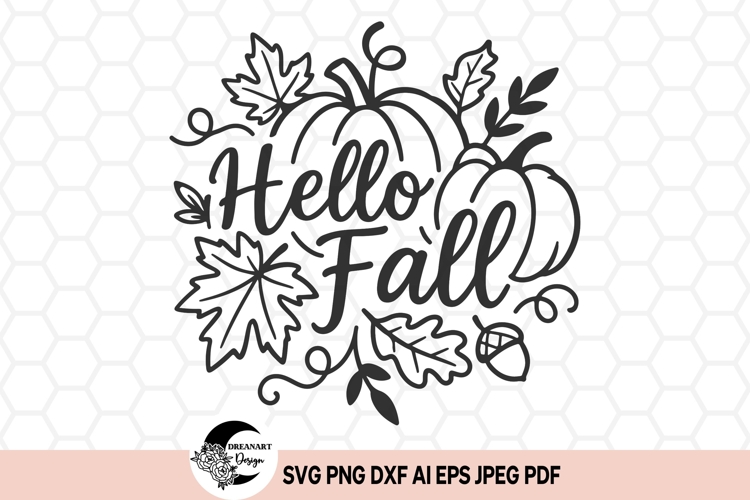 Hello Fall SVG design | SVG cut files & Clipart