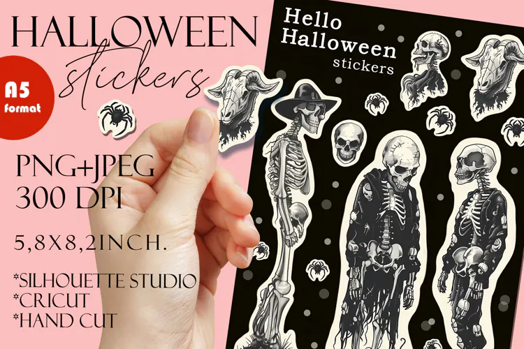 Hello Halloween Stickers |Png/Jpeg Print and cut