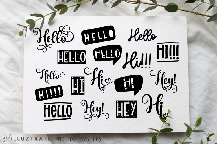 Hello SVG Cut Files | Hi SVG | Hey SVG | Greeting Cards SVG example image 1