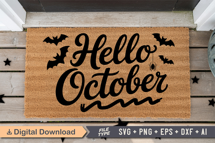 Hello October SVG | Halloween Doormat SVG | Doormat SVG