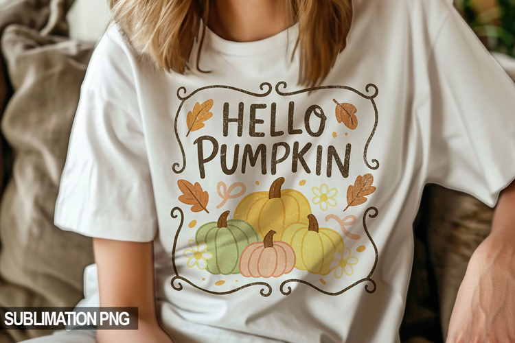 Hello Pumpkin Cozy Autumn Leaves PNG