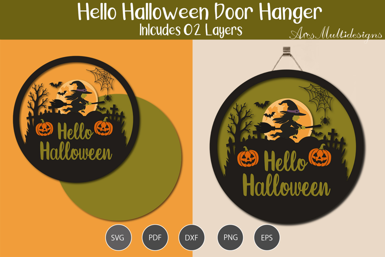 Hello Halloween Door Hanger SVG