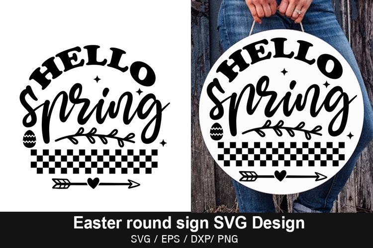 Hello spring SVG - Easter Round Sign Design