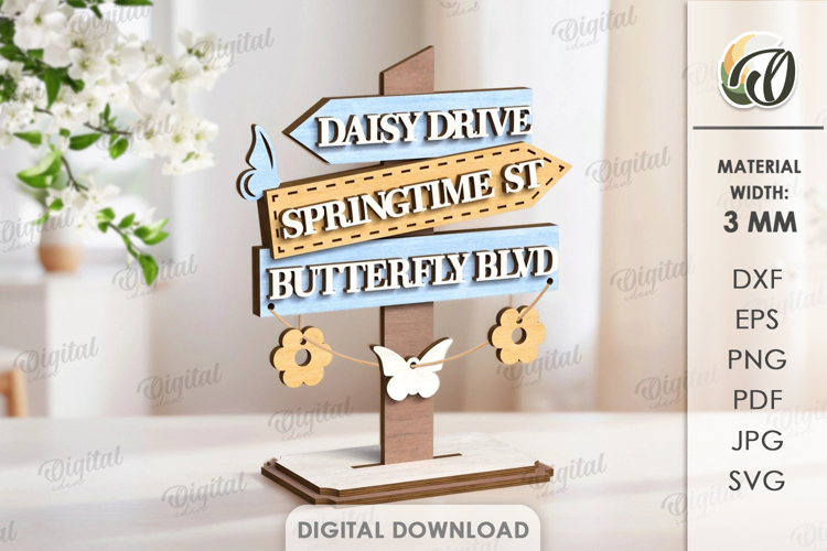 Hello Spring Stand Decor Laser Cut. Stand Decor SVG