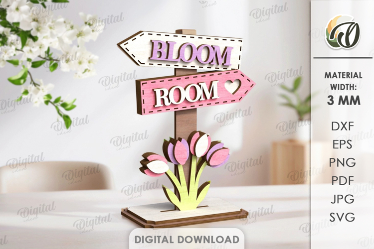 Hello Spring Stand Decor Laser Cut. Stand Decor SVG