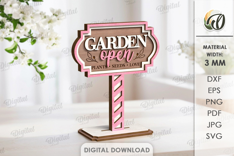 Hello Spring Stand Decor Laser Cut. Stand Decor SVG
