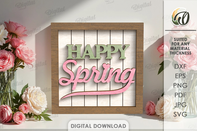 Hello Spring Tiered Tray Decor Laser Cut. Wall Decor SVG