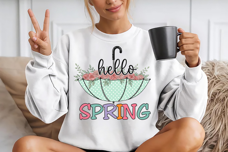Hello Spring Umbrella Sublimation Png