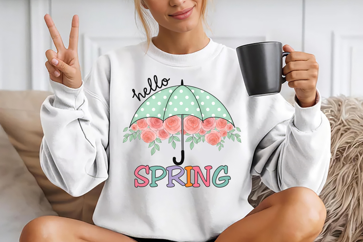 Hello Spring Umbrella Sublimation Png