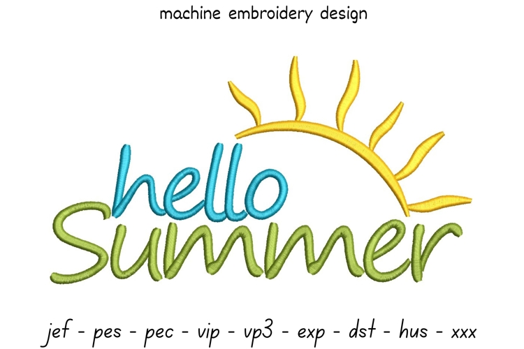 Hello Summer Embroidery Design - Machine Embroidery Pattern