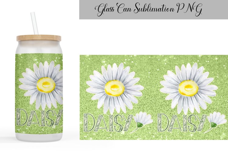 Daisy Can Glass Sublimation | 16 oz Libbey Glass Can Flower