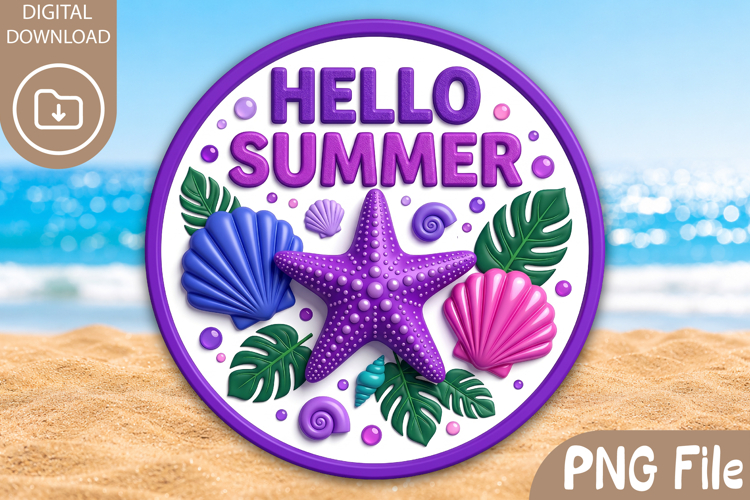 Hello Summer PNG - Round Summer Coaster Design