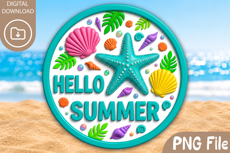 Hello Summer PNG - Round Summer Coaster Design