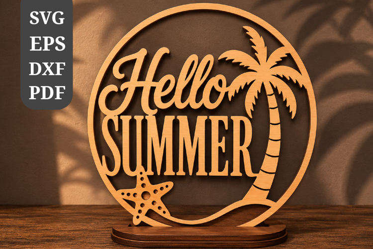 Hello Summer Round Sign SVG