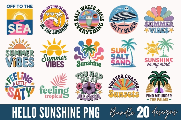 Hello Sunshine Sublimation Bundle, Summer Beach Sublimation