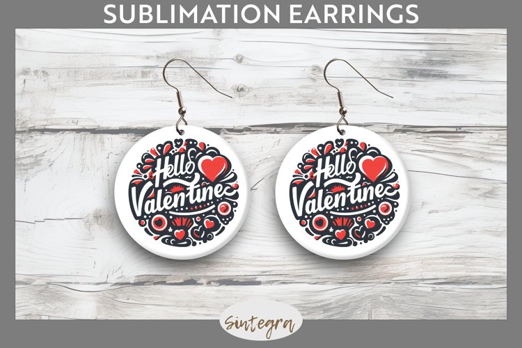 Hello Valentine v2 Round Earrings Sublimation