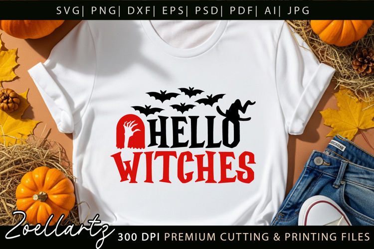Hello Witches SVG Cricut Spooky Halloween T-shirt Mug Design