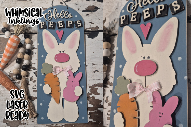 Hello Peeps Easter Sign Laser SVG
