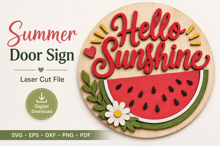 Hello Sunshine Sign - SVG Laser Door Hanger Cut Files