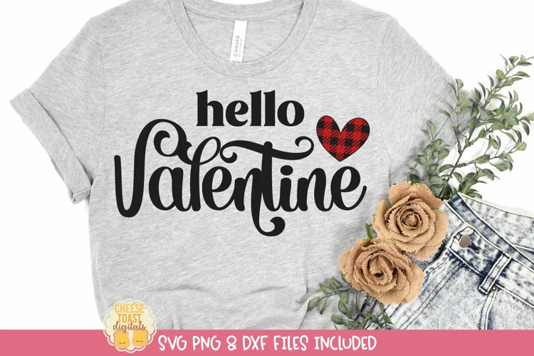 Hello Valentine| Buffalo Plaid Heart Valentine's Day SVG