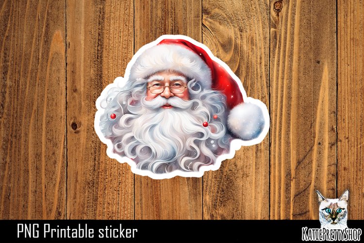 Santa Sticker. Christmas Sticker Printable PNG.