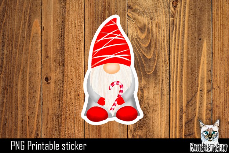 Christmas Gnome Sticker Printable PNG.